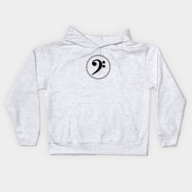 Bass Clef Music Note Design Kids Hoodie by WarriorWoman